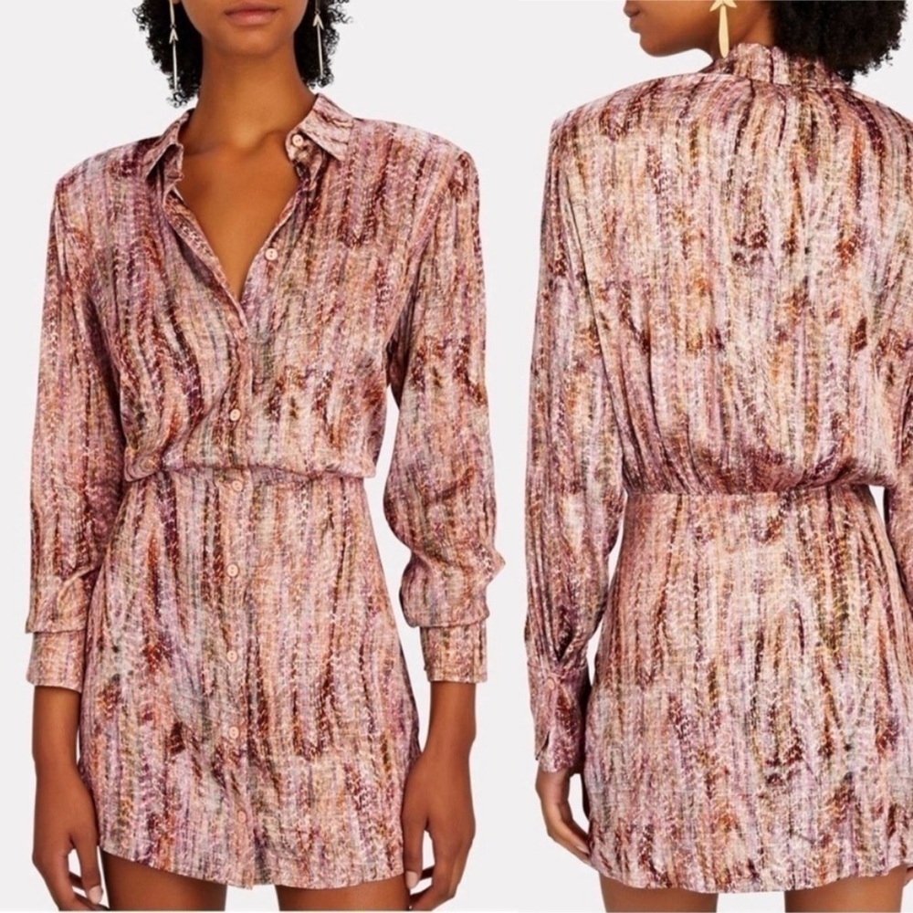 ALEXIS Ciandra Crepe Buttondown Shirt Longsleeve Minidress